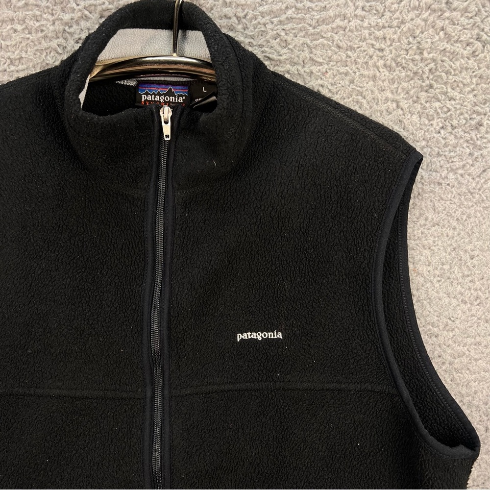 VTG Patagonia Synchilla Fleece Sweater Vest‎ Mens Large Black Full Zip Outdoor
